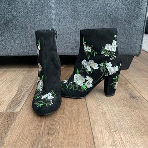 Floral embroidered booties